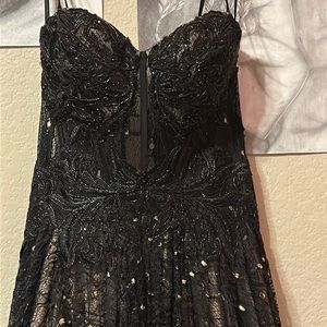 Black lace corset dress